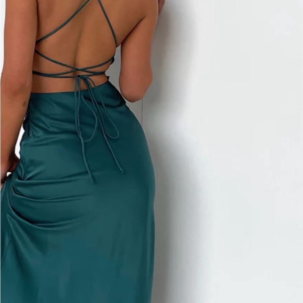 Chic Teal Satin Maxi Skirt